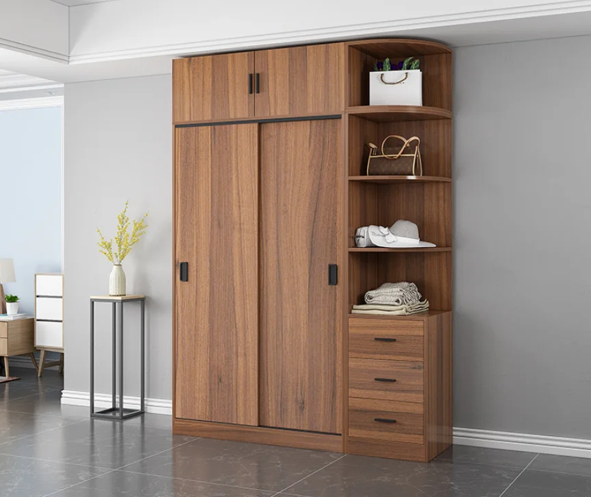 Northern Europe wooden sliding door household bedroom locker large wardrobe for rent
