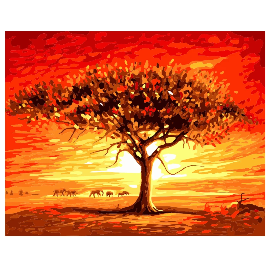 
New product landscape tropical rain forest canvas DIY digital oil painting digital DIY painting 