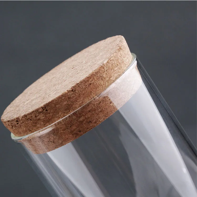 wholesale cylinder tube  borosilicate glass jars cork lid for candle jars