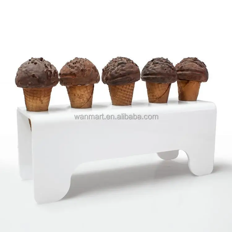 White Acrylic Ice Cream Cone Holder Counter Display Custom Clear Acrylic Counter top Display