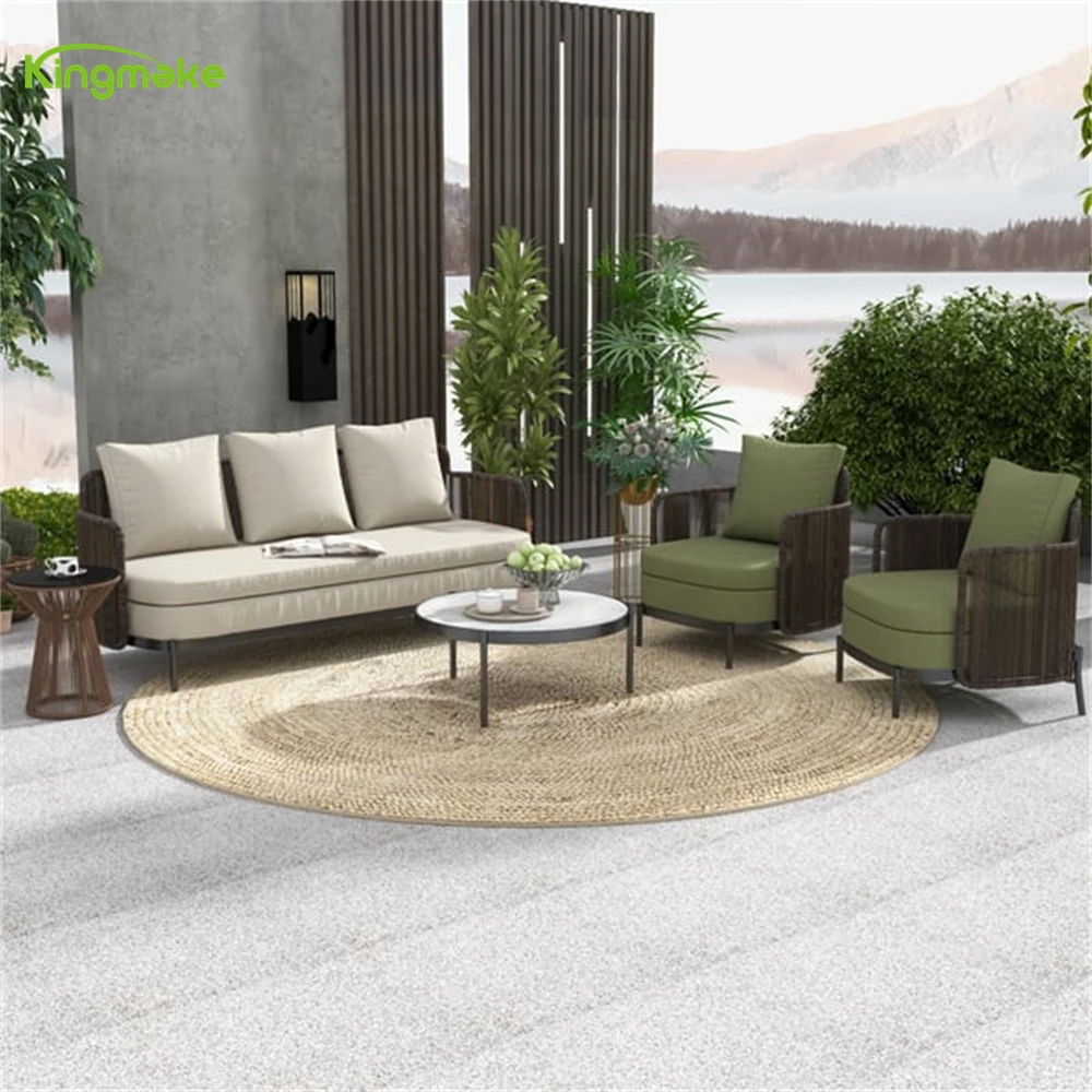 Outdoor aluminum sofa set 4 pieces garden sofa set furniture rope home and wicker garden furniture rattan sofa set