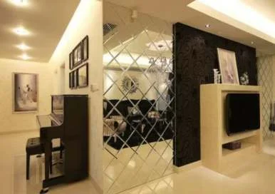 Factory Price Smooth Non-deformed Glass Mirror Tile for Wall Decorative with Shape Design