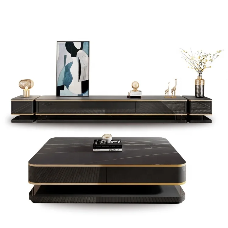 New product living room cabinet modern wooden frame black TV stand furniture