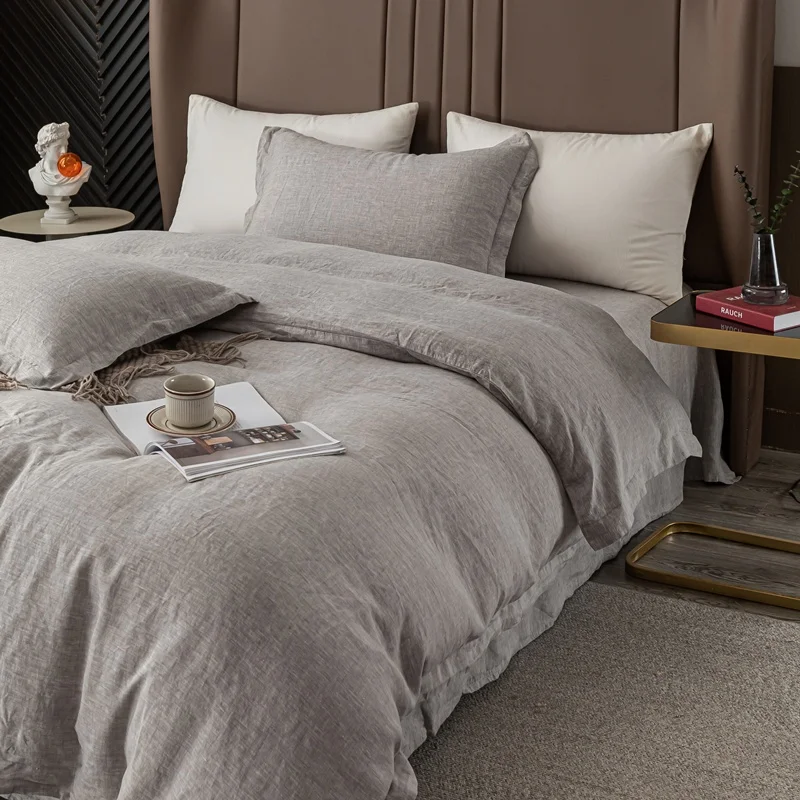Custom Wholesale King Linen Sheets Comforter Quilt  Cover Duvet Covers Double Bed Sets For Home