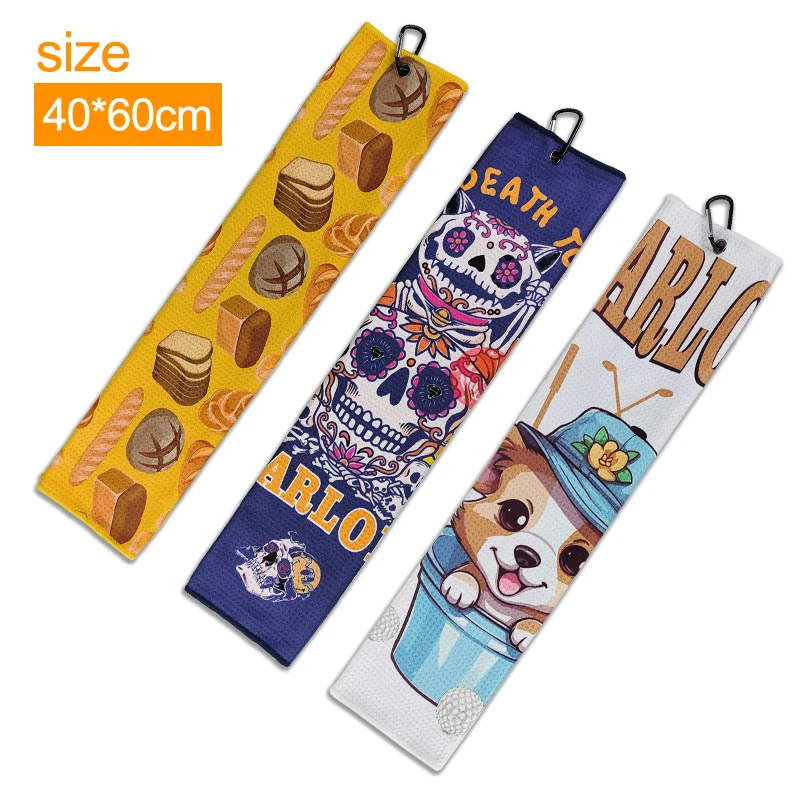 Personalized Tri-fold Microfiber Golf Towels Custom Logo Bowling Towels