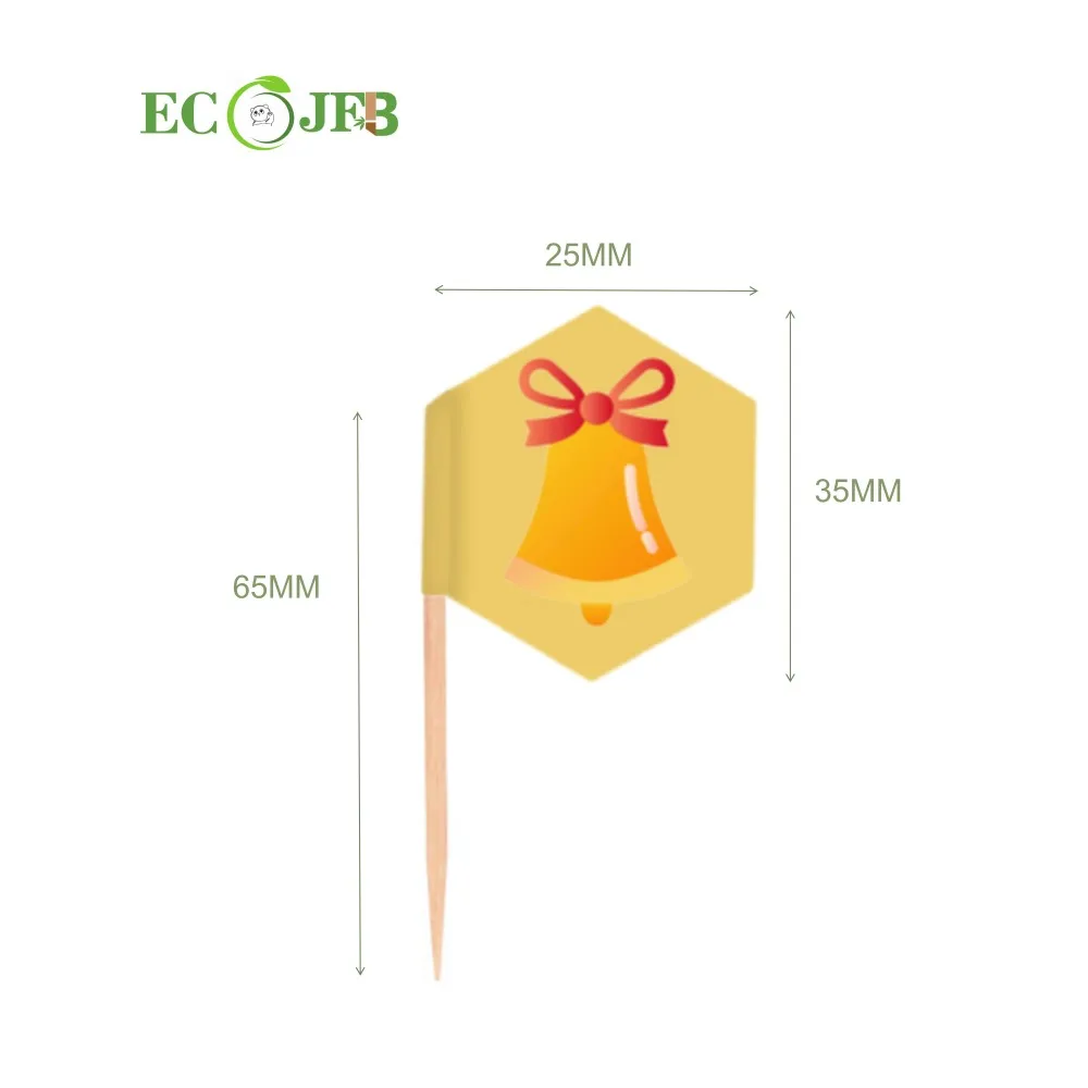 High quality custom printing mini toothpick flag Christmas cake flag Decoration