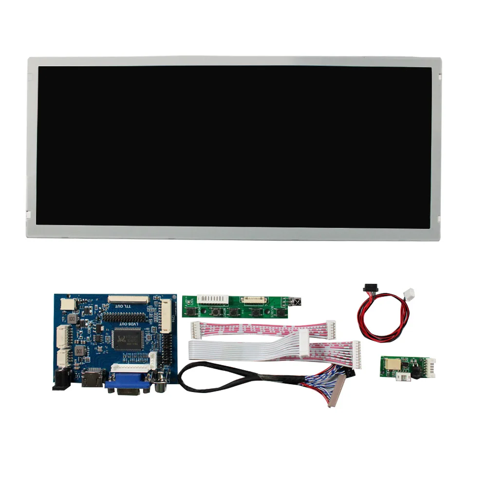 123 Lcd Display Ad Display Screen Computer Display 12.3Inch 1280X480 Stretched Bar Lcd Screen With Hd-Mi Vga 2Av Driver Board