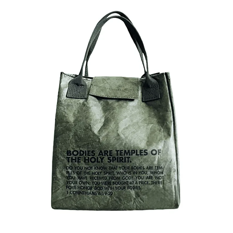 Manufacturer DuPont paper lunch bag kraft paper cold storage bag insulation washable kraft green tyvek lunch bag