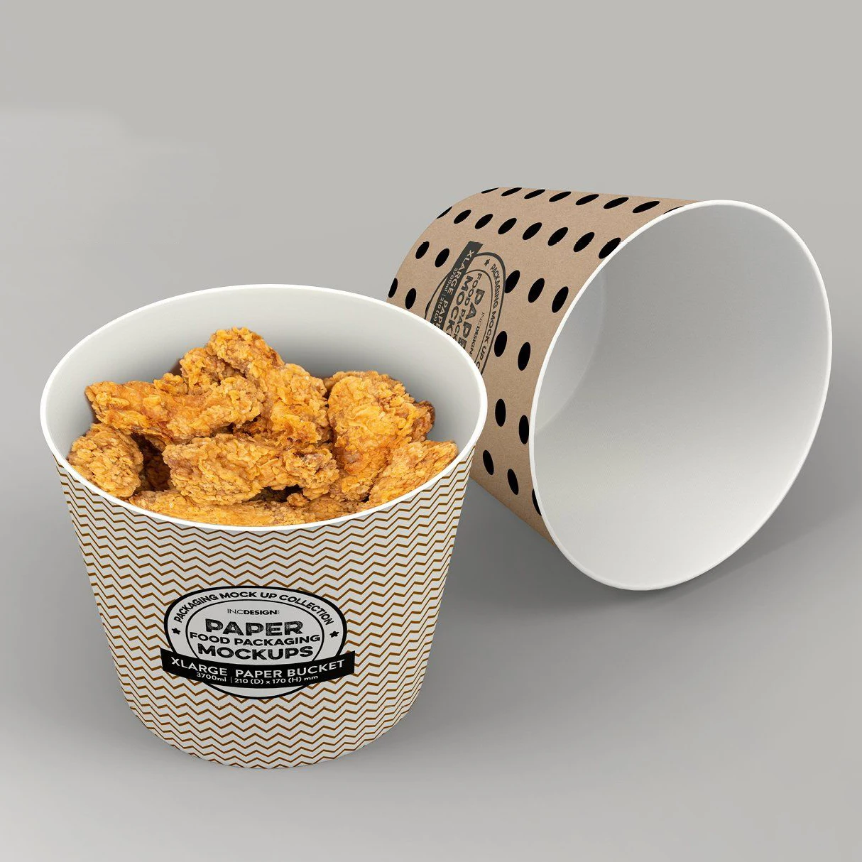 Restaurant supply disposable fast food packaging kraft paper bucket for fried chicken