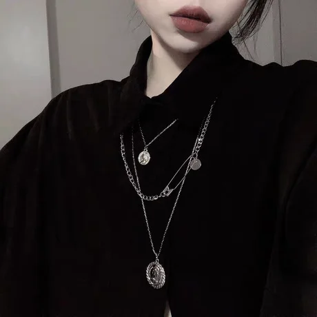 PUSHI jewelry multilayer necklace iced out hip hop jewelry necklace for couples cross necklace set
