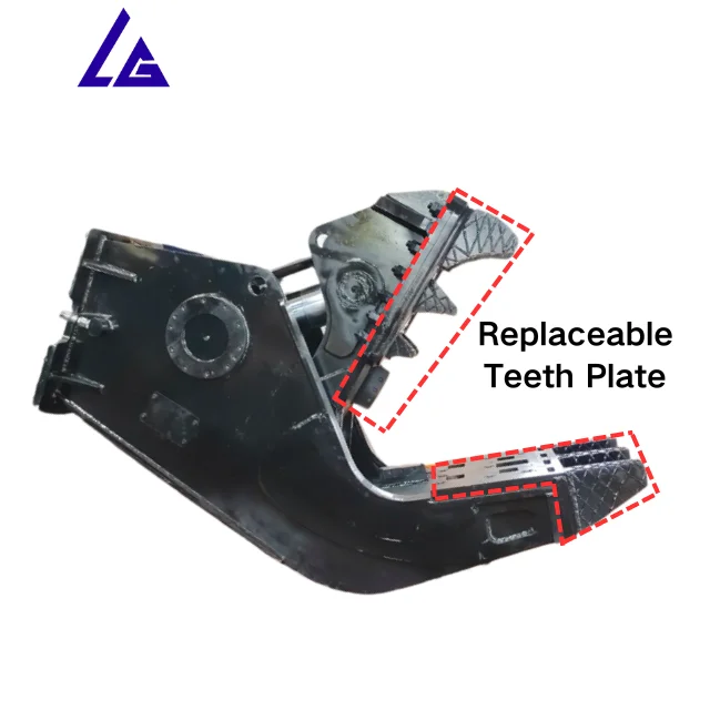 Concrete recycling demolition concrete excavator pulverizer with interchangeable plates