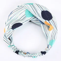 Hair Accessoires Colorful Twisted Knotted Boho Stretching Custom Accessories Silk Satin Floral Printed Elastic Cotton