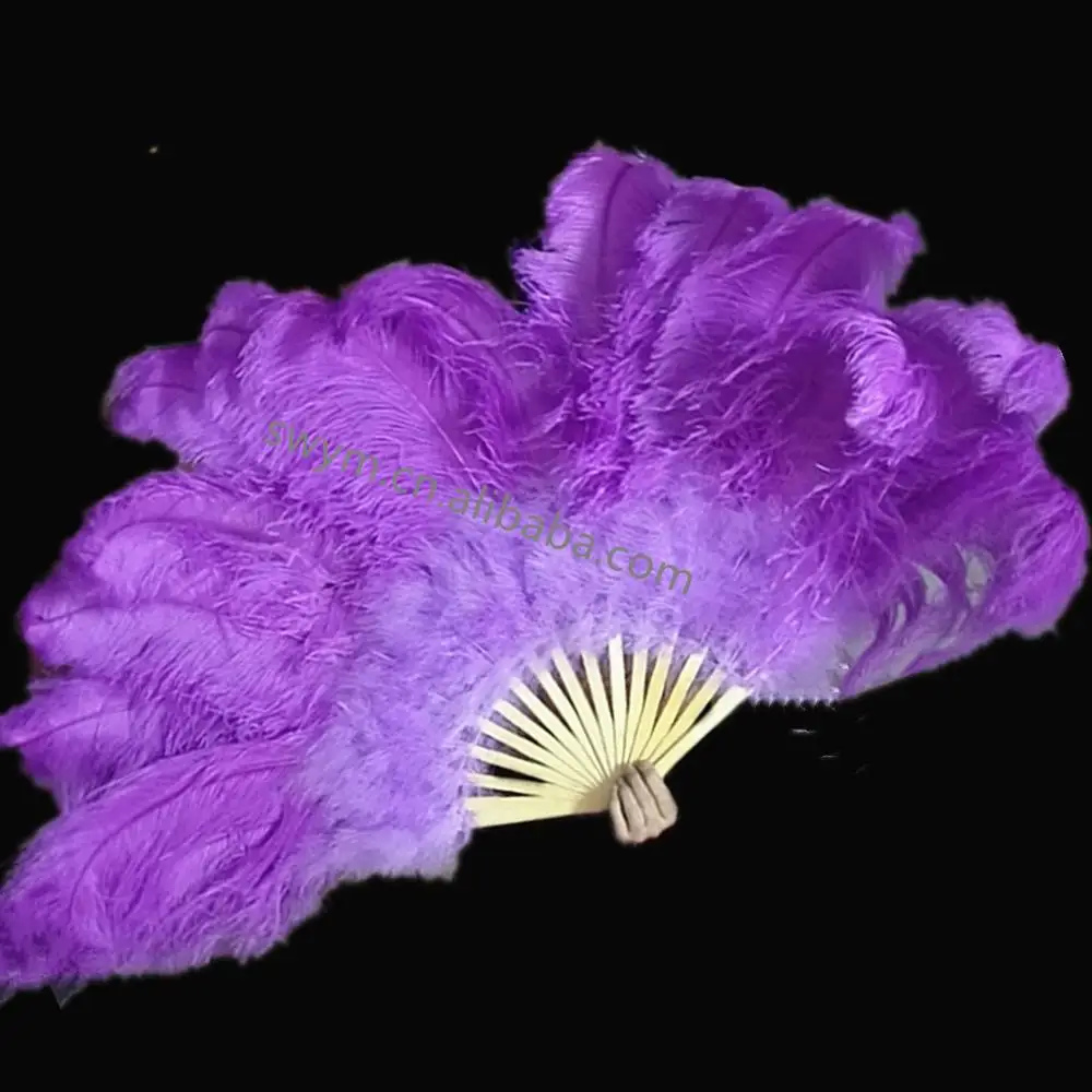 Top Quality Cheap 70cm*100cm Handmade Ostrich Feather Folding Fan for Wedding/Dancing