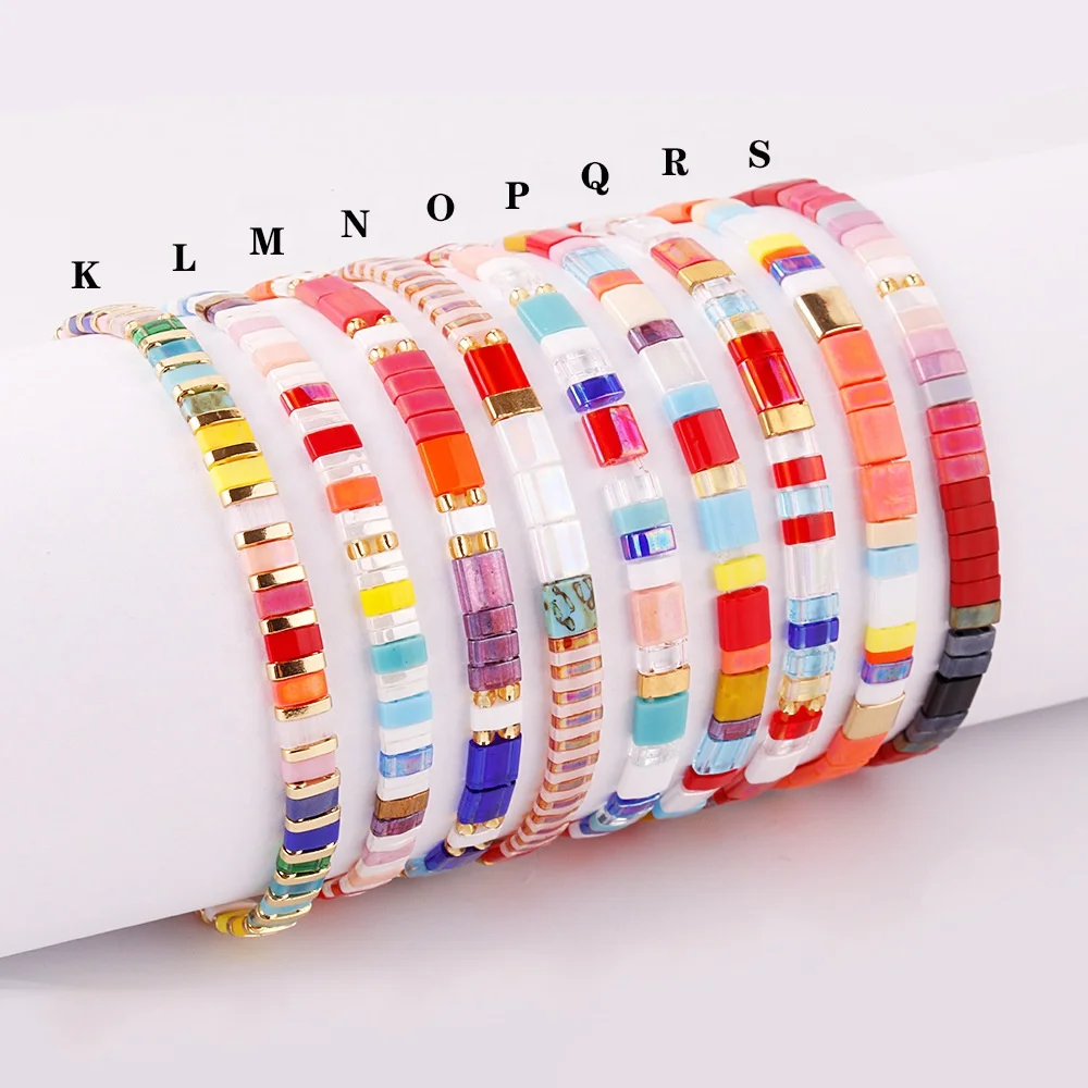 Bohemian Colorful Summer Beach Surfing Bracelets Miyuki Tila Enamel Glass Beaded Adjustable Bracelet for Women Jewelry