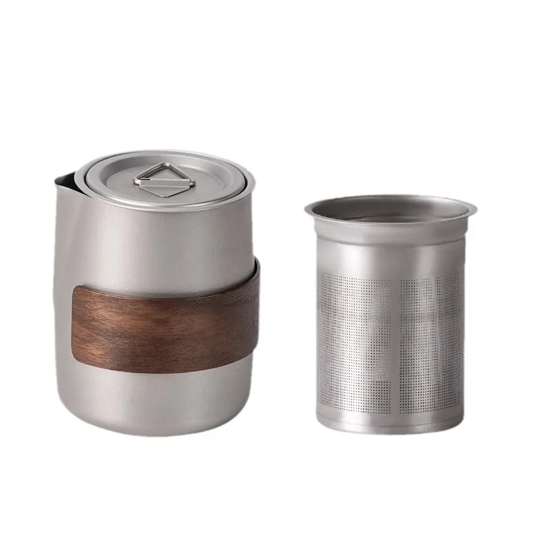IMOGY Luxury Titanium Alloy Outdoor Camping Travel Cups Premium Coffee & Tea Set with Filter Tray for On-the-go Use