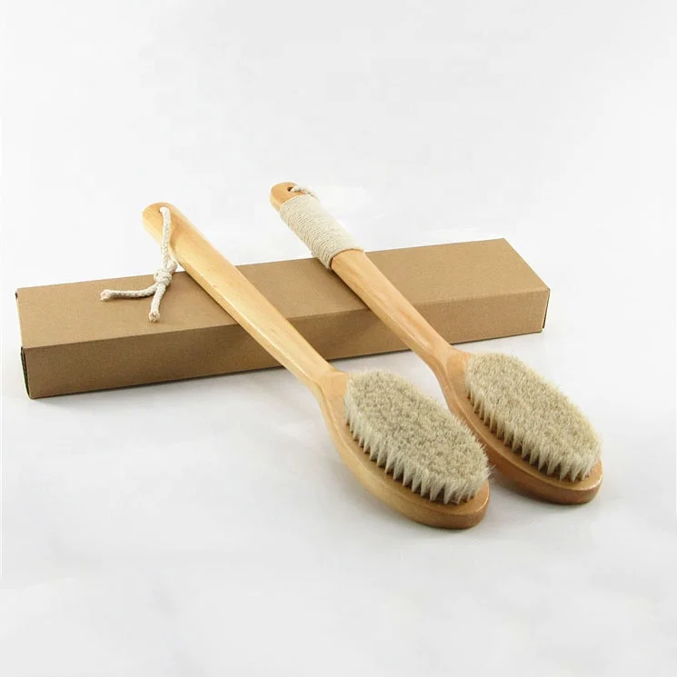 Щетка для ванны с конским гривом, экологическая мягкая щетка с длинной ручкой для удаления омертвевшей кожи