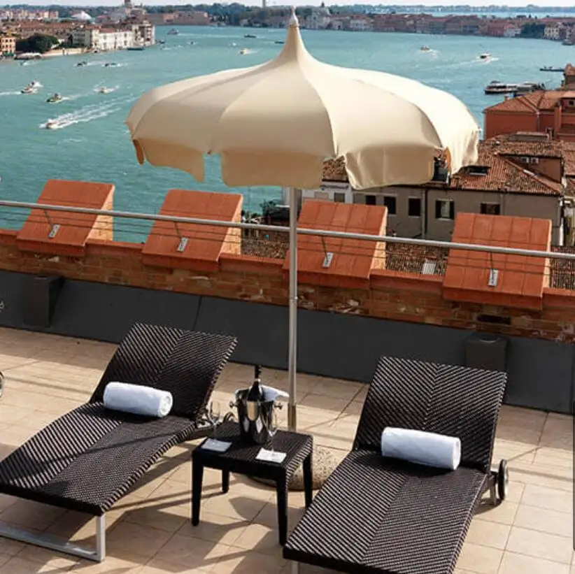 BR Luxury Outdoor Big Size White Pagoda Garden Umbrellas Aluminum Pole Large Patio Parasol for Poolside Resort Patio Market Yard