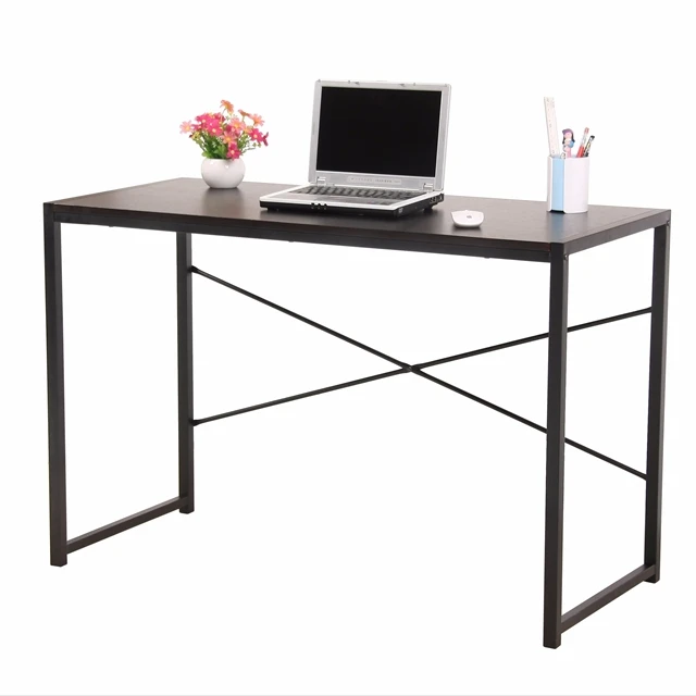 
Damp-proof Practical Office Furniture for Hotel Bedroom Plywood Iron Frame Brown Black Computer Desk and Chair 