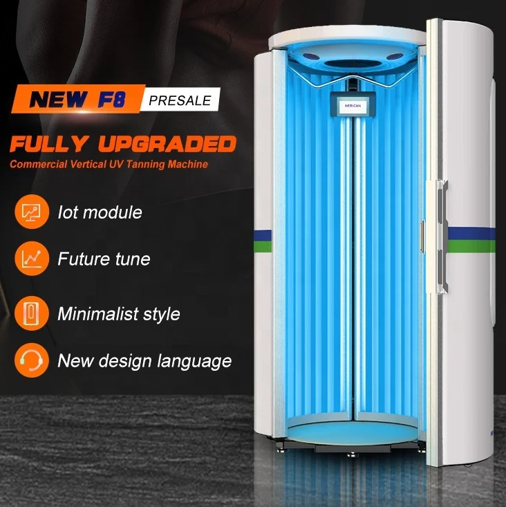 Commercial Solarium F8 Vertical Sun Tanning Machine for Gym Center and Beauty Salon Professional Tanning Booth Tanning Bed
