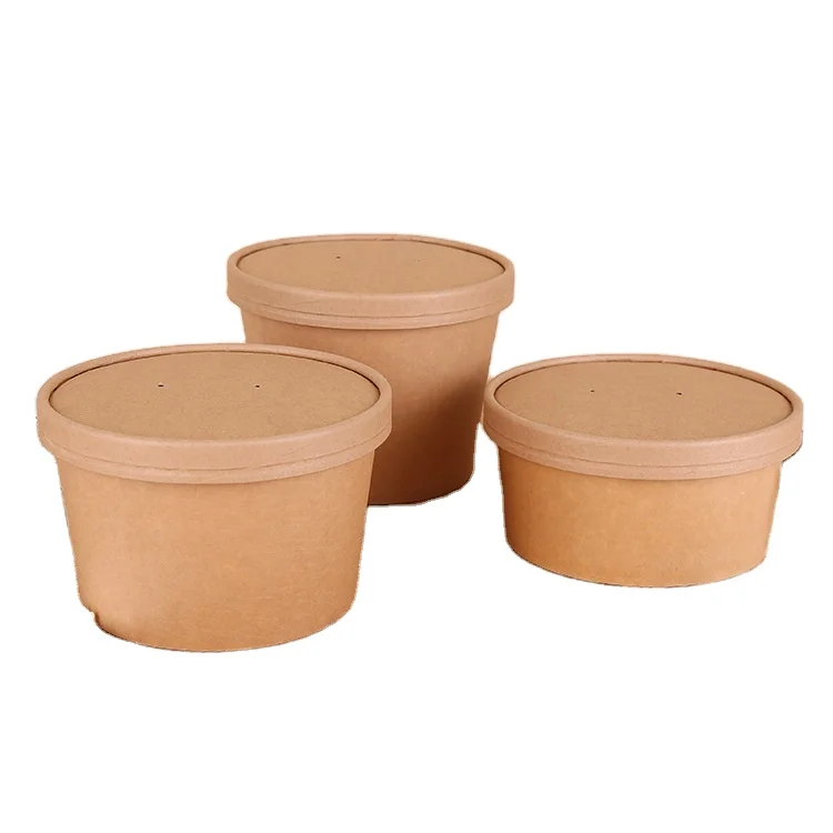 Factory Price Brown Food Kraft Cone Salad Bowl Chinese Noodle Packaging Paper Box