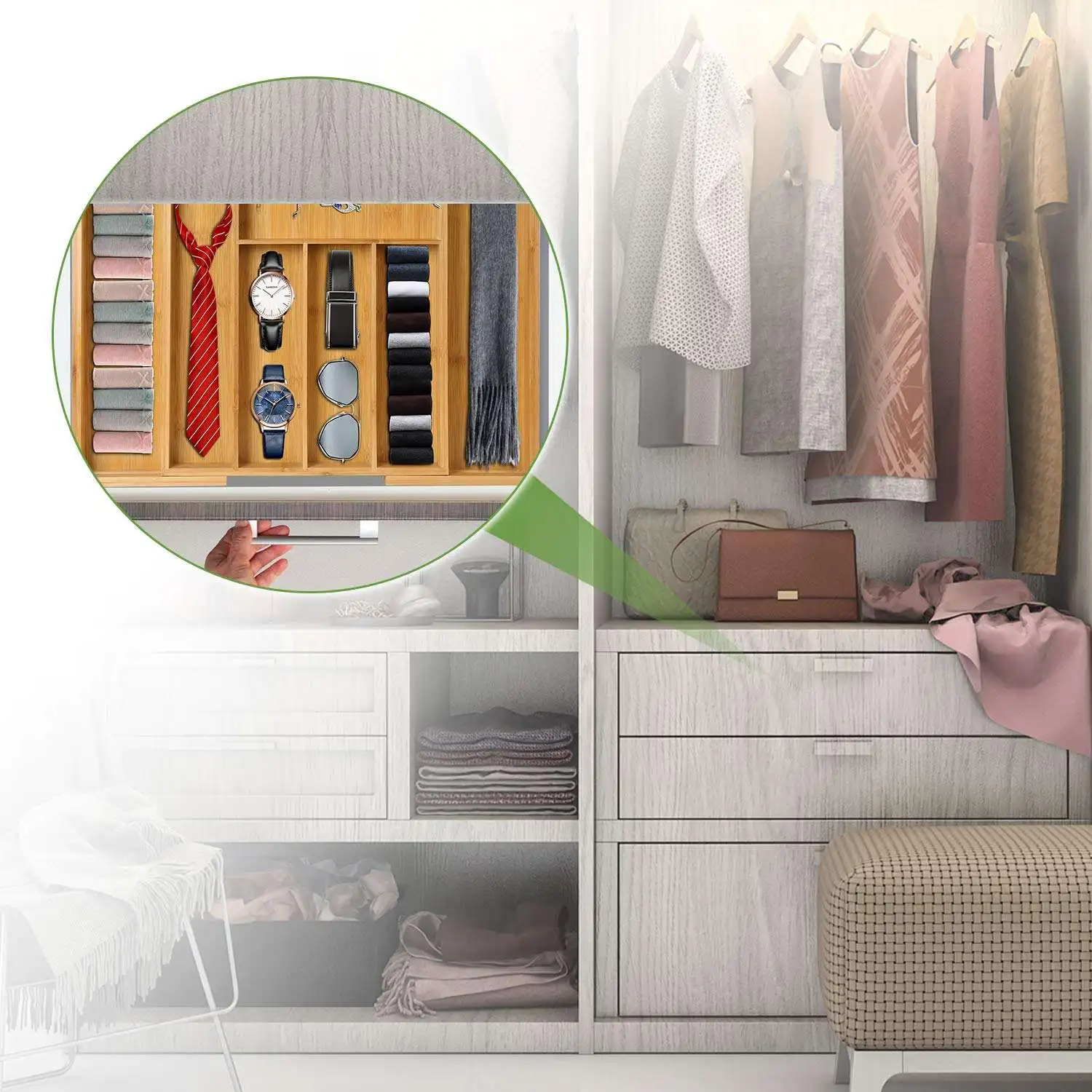 custom cutlery organizer Bamboo Expandable Drawer Organizer Adjustable Cutlery Tray organizer for the kitchen drawer