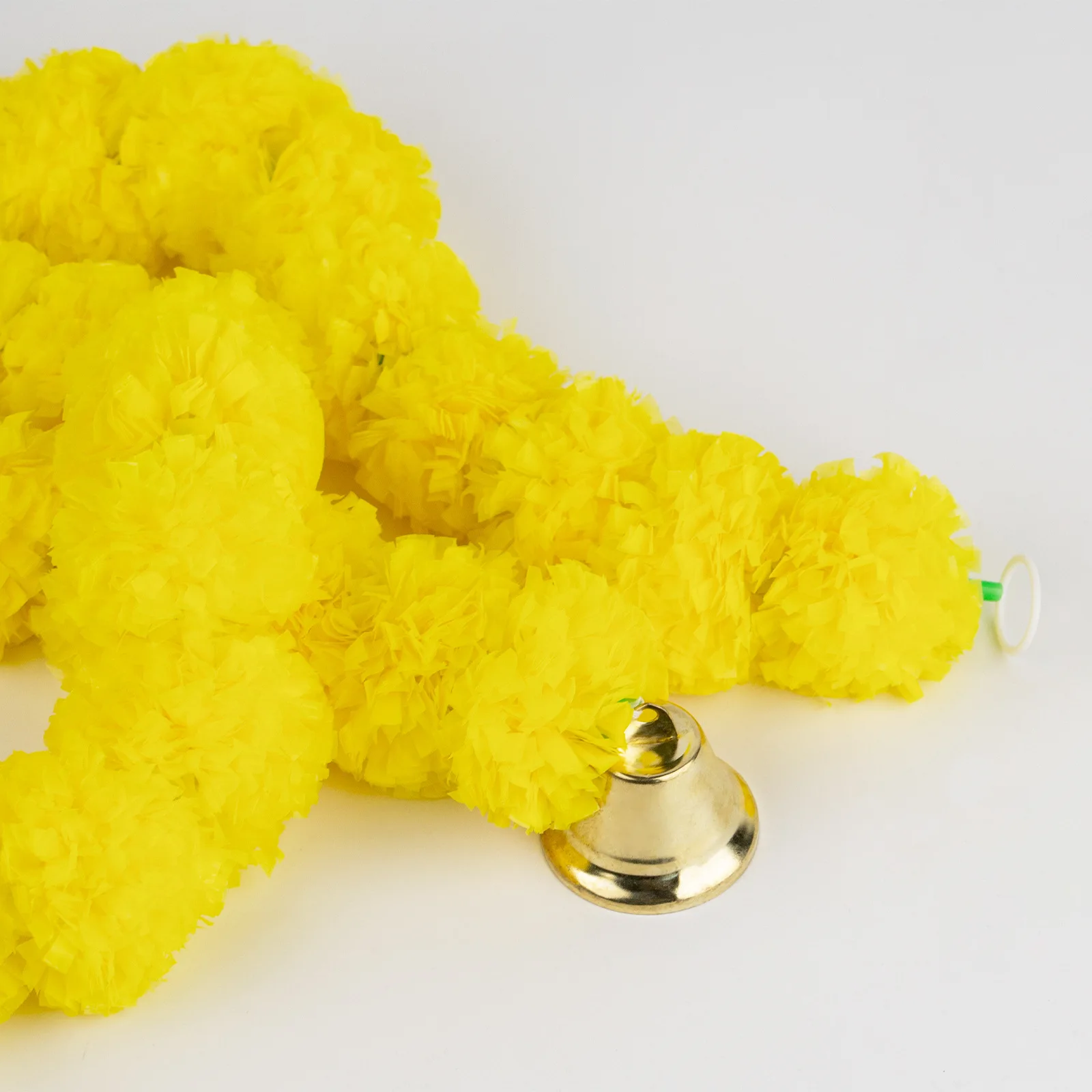 Marigold Garland with Bell 45' Wedding Party Mantle Decoration Faux Garlands Indian Diwali Mexican Day of the Dead Decoration
