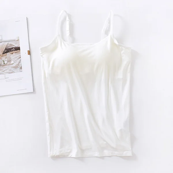 Women  Basic Slim Fit Yoga Vest  Woman Soft Camisole with  Bra Padded Women Camis