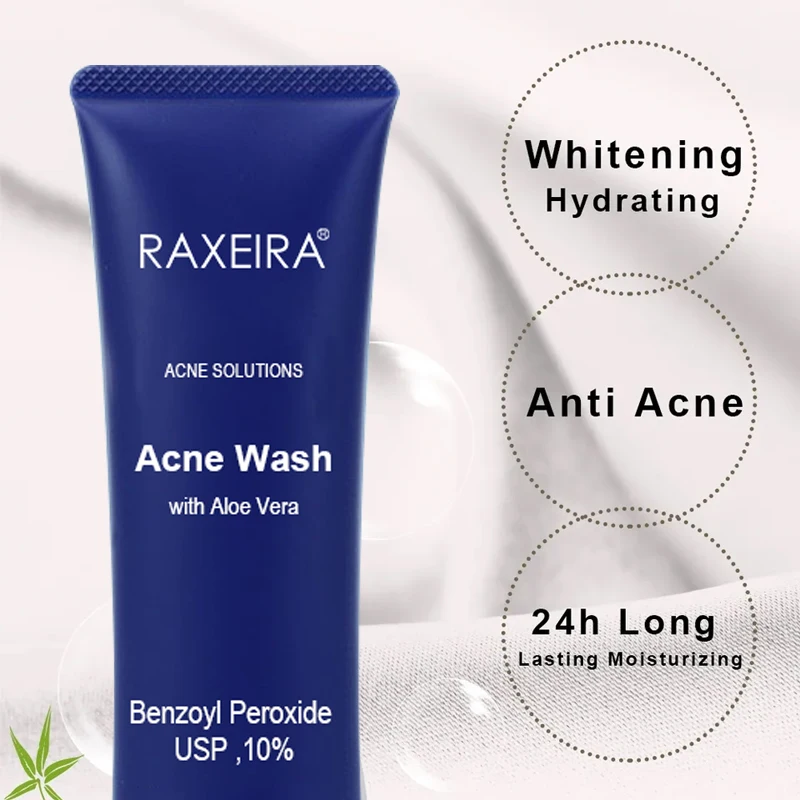 Private Label 10% Benzoyl Peroxide Anti Acne Whitening Face Wash Facial Cleanser For Oily Skin