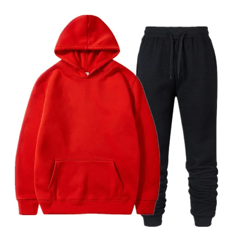 Running Wholesale Winter Streetwear Thick Oversize Sweatshirt With Pocket Sports Tracksuit Custom Hoodies Unisex Jogging set
