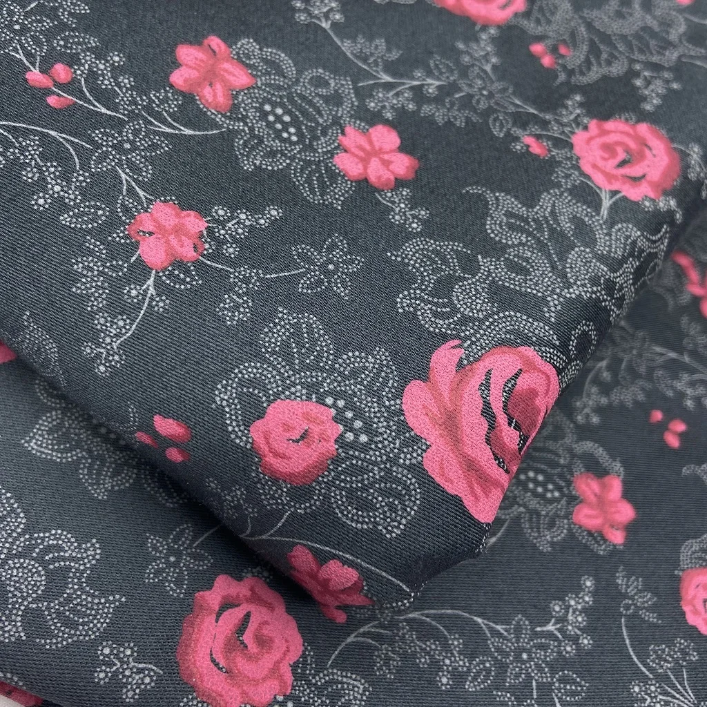 In stock high quality rose pattern 100% cotton 40S*40S 130*80 floral printed satin fabric