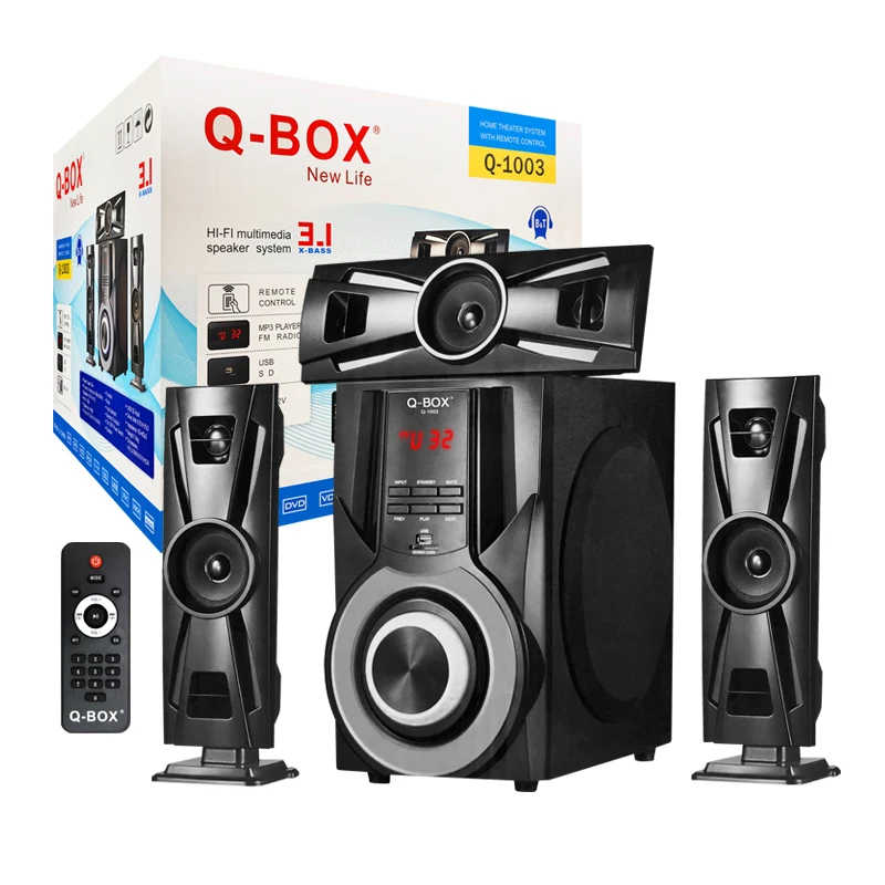 Q-BOX Q-1003 New Best home theater 3.1 surround sound audio speaker system 6.5 inch speakers amplifier speaker magnet