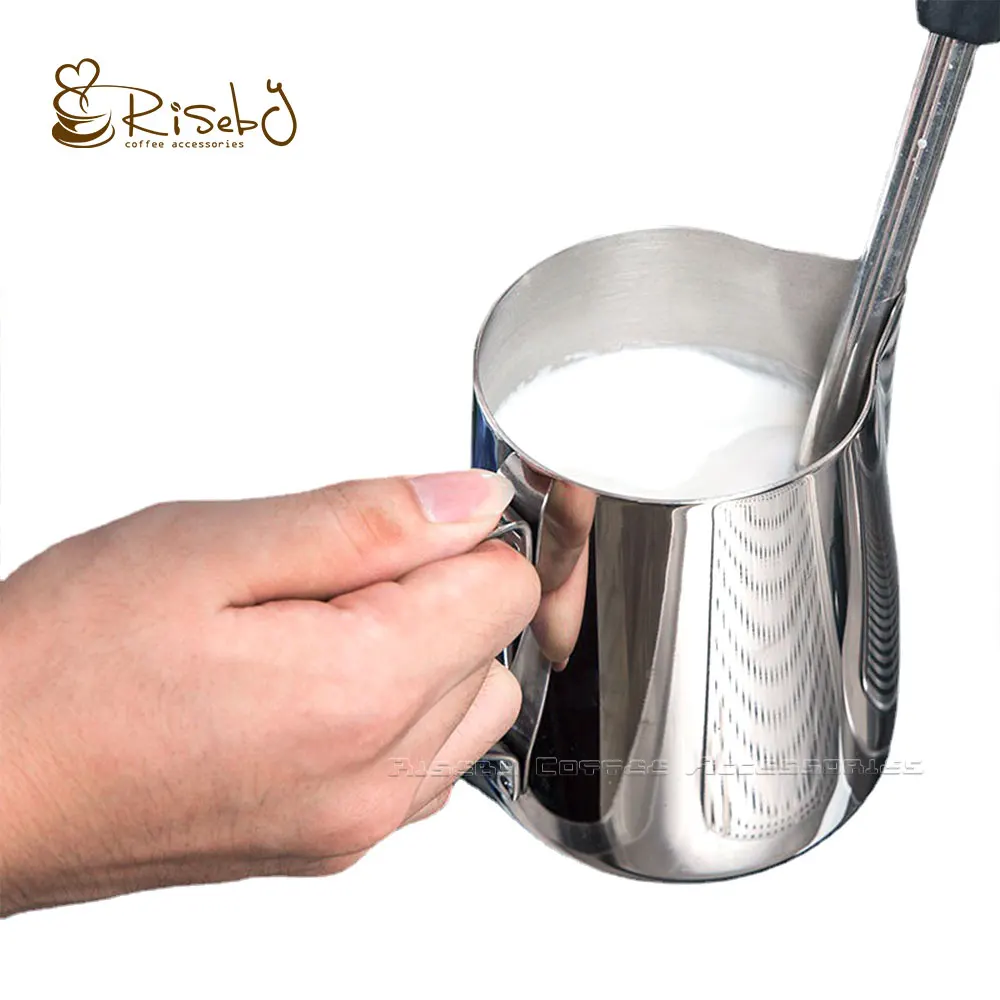 600ml Wholesale 304 Stainless Steel 1mm Thick Milk Frothing Jugs Eagle Mouth Milk Pitcher Latte Art Milk Jug