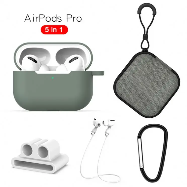 Силиконовый чехол для AirPods Pro, защитный чехол для AirPods Pro, набор аксессуаров для наушников с ремешком, сумка для хранения