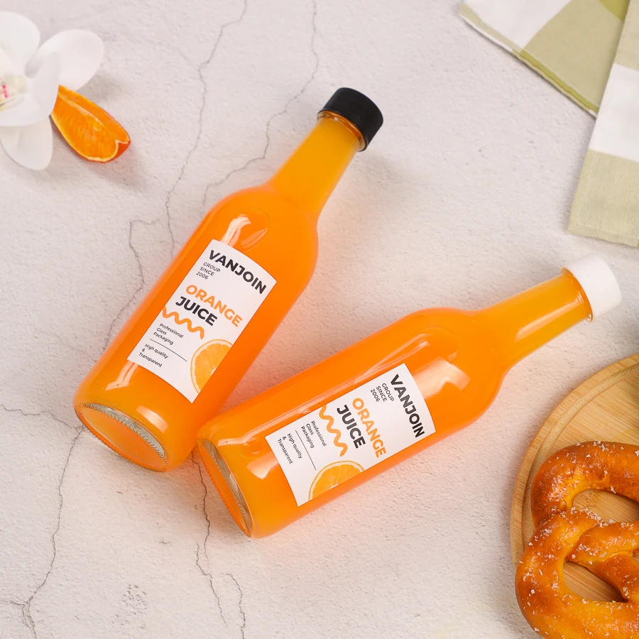 300ml 24mm neck empty glass juice beverage bottles for soy sauce vinegar spicy sauce bottles with inserts and shrink wrap