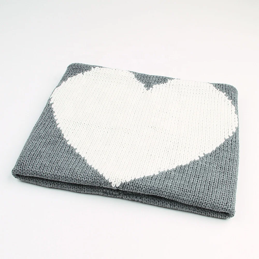 Baby Blanket Cotton Baby Blankets Knitted Swaddles Wraps Soft Blankets For Beds Sleeping Kids Bedding Heart Shaped
