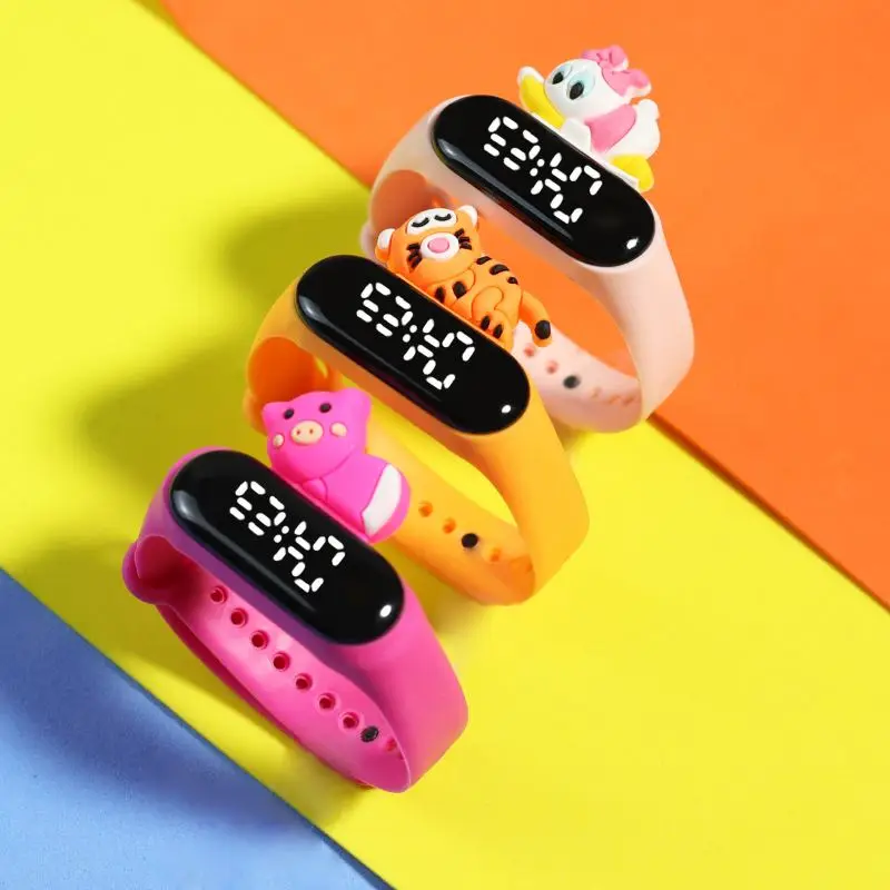 LED Digital Kids Watch 3D Cartoon Children Watches Animal Electronic Bracelet Sports Touch Screen Waterproof Watch