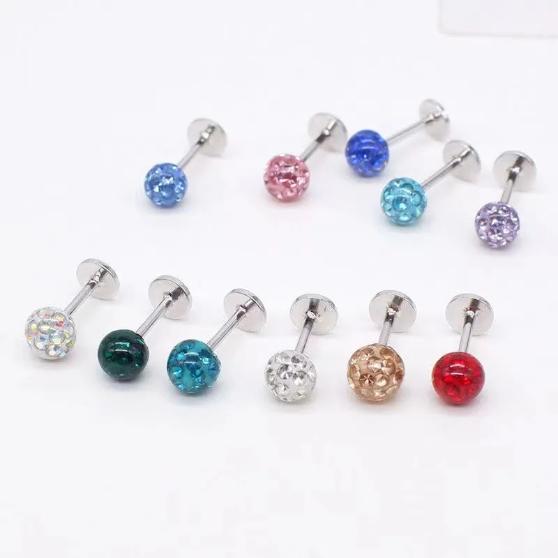2022 Wholesale Fashion Stainless Steel 6Mm 8 Ball Animal Flower Labret Tops Ear Nose Ring Body Piercing Helix Stud Jewelry /