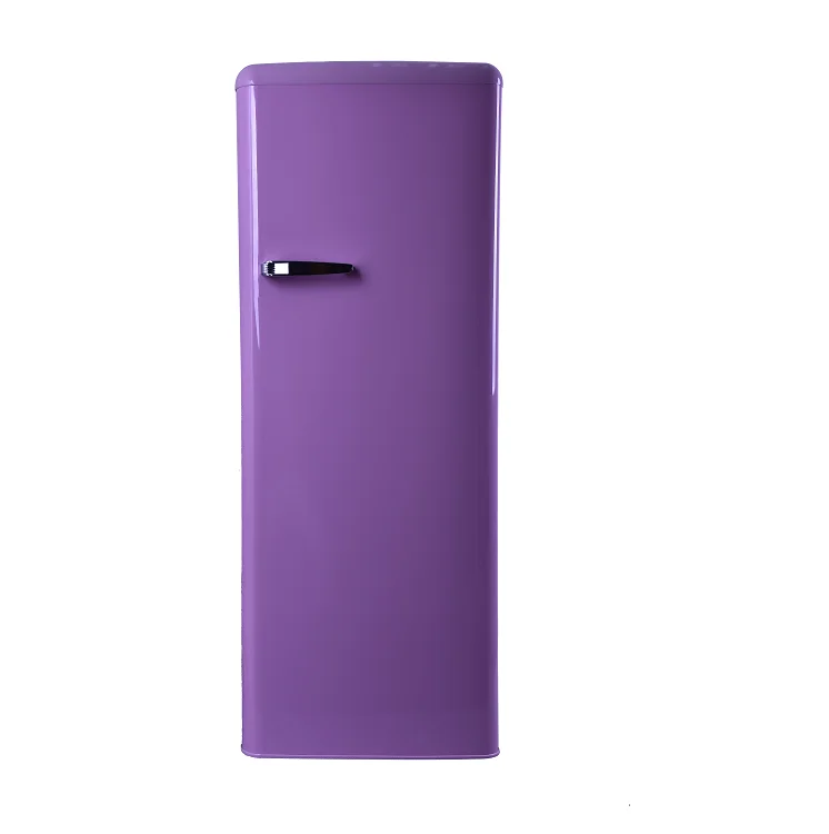 Most popular Retro style colorful mini fridge mini bar single door refrigerator metal handle BC-230LH for home and hotel