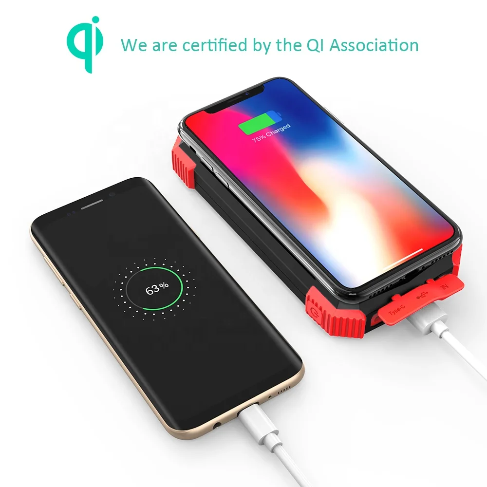 PN-W05 Power Bank Portable Wireless Charger 2.1A with Solar Panel and Flashlight 10000mah Folder Solar Power Bank