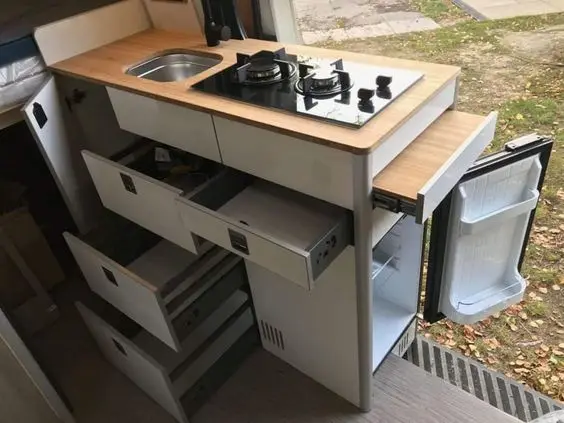 Пользовательские RV кухонный шкаф наружный Расширенный с холодильником camper Аксессуары алюминиевая мебель прочный