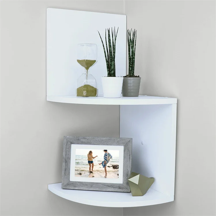 Modern minimalist wall mounted white corner shelf