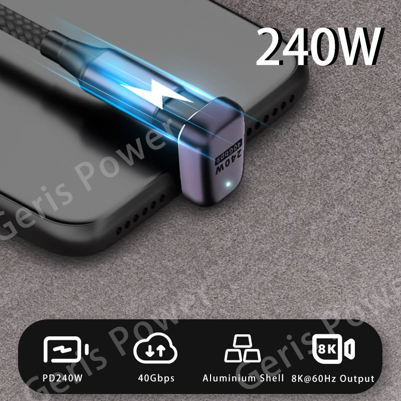 90 градусов USB C в Type C конвертер PD240W USB4.0 40 Гбит/с Thunderbolt3 OTG адаптер 8K @ 60 Гц Быстрая Зарядка адаптер данных для MacBook