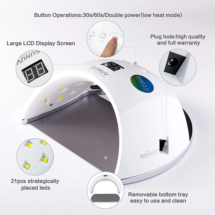 48w 21Pcs LED Cordless Sun 6 UV LED Gel Dryer Nail Lamp for Salon Manicure