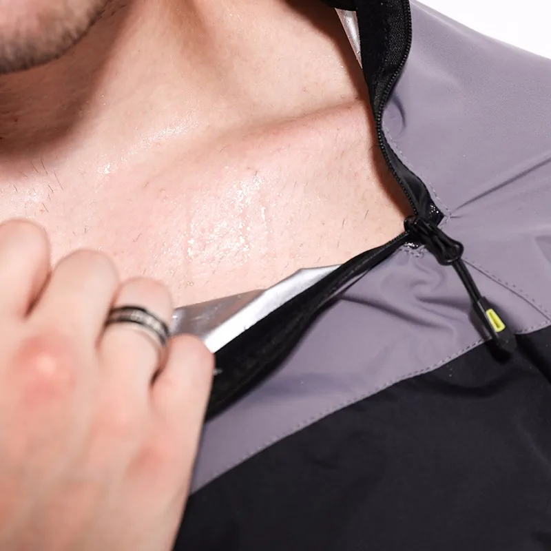 
Durable Gym Fitness Long Sleeve Waterproof Windproof Design Custom Men Sauna Suit Jacket + Sweatpants Weight Loss Sweat Suits 