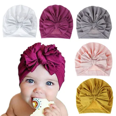 
New Design Wholesale 18 Colors Big Bow Headbands Popular Headdress Baby Turban 