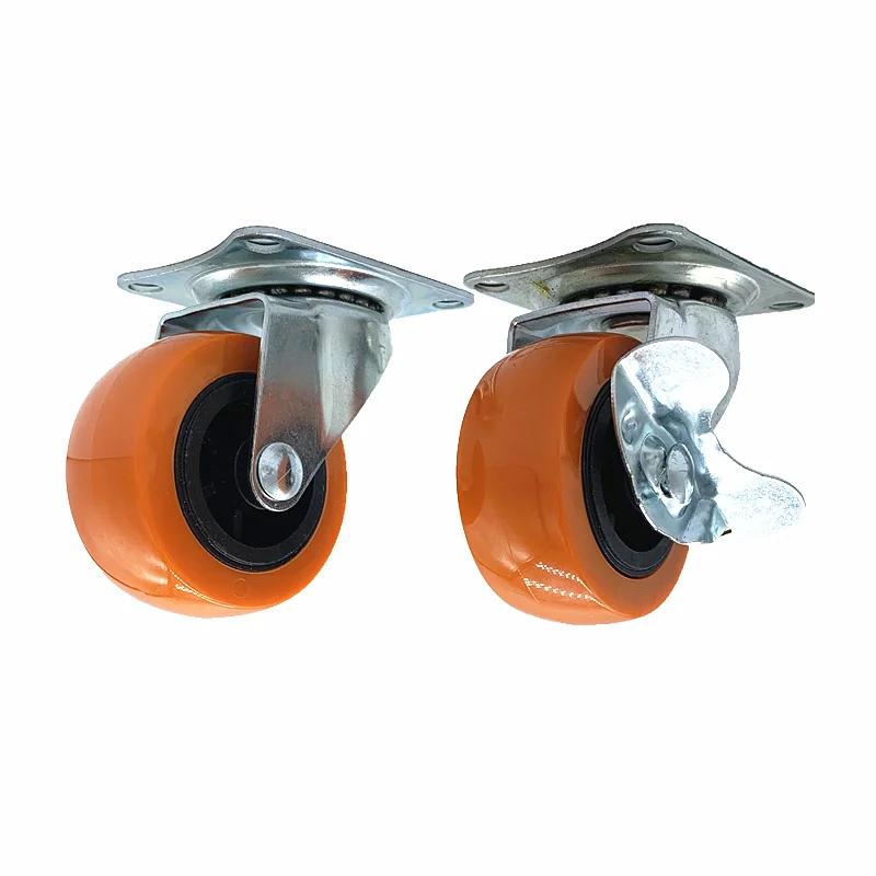 Light Duty Furniture Chair Swivel Pvc Orange Caster Wheels Casters galvanized bracket