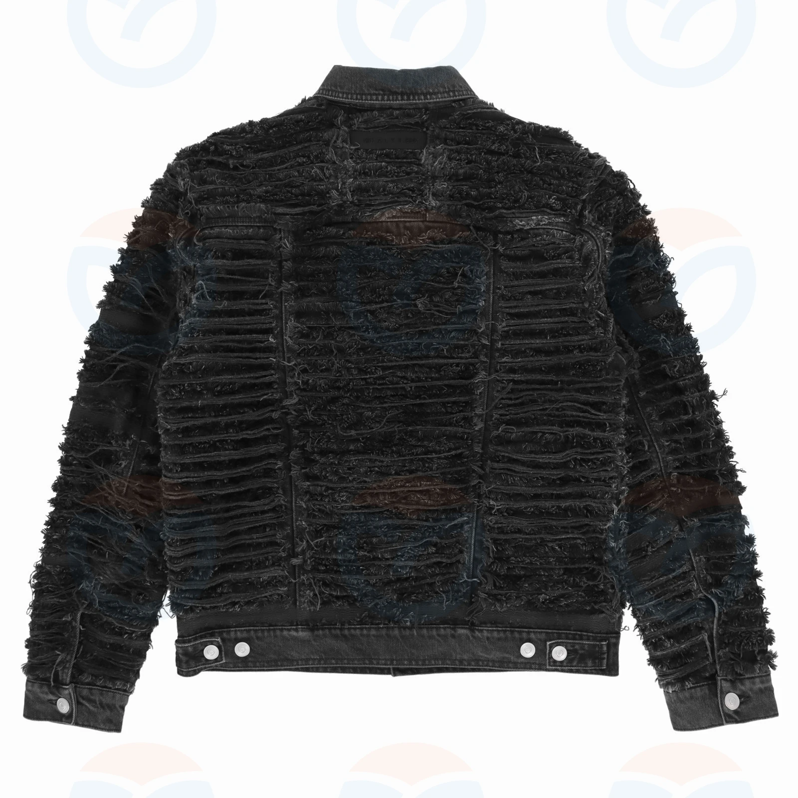 Custom OEM/ODM logo graphic printing acid wash full single button long sleeve splicing turn-down collar jean jacket for man