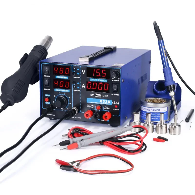 High Quality 3 In 1 Portable ESD Hot Air SMD Rework Soldering Station Professional Mobile Phone Welding Repair Soldering Station