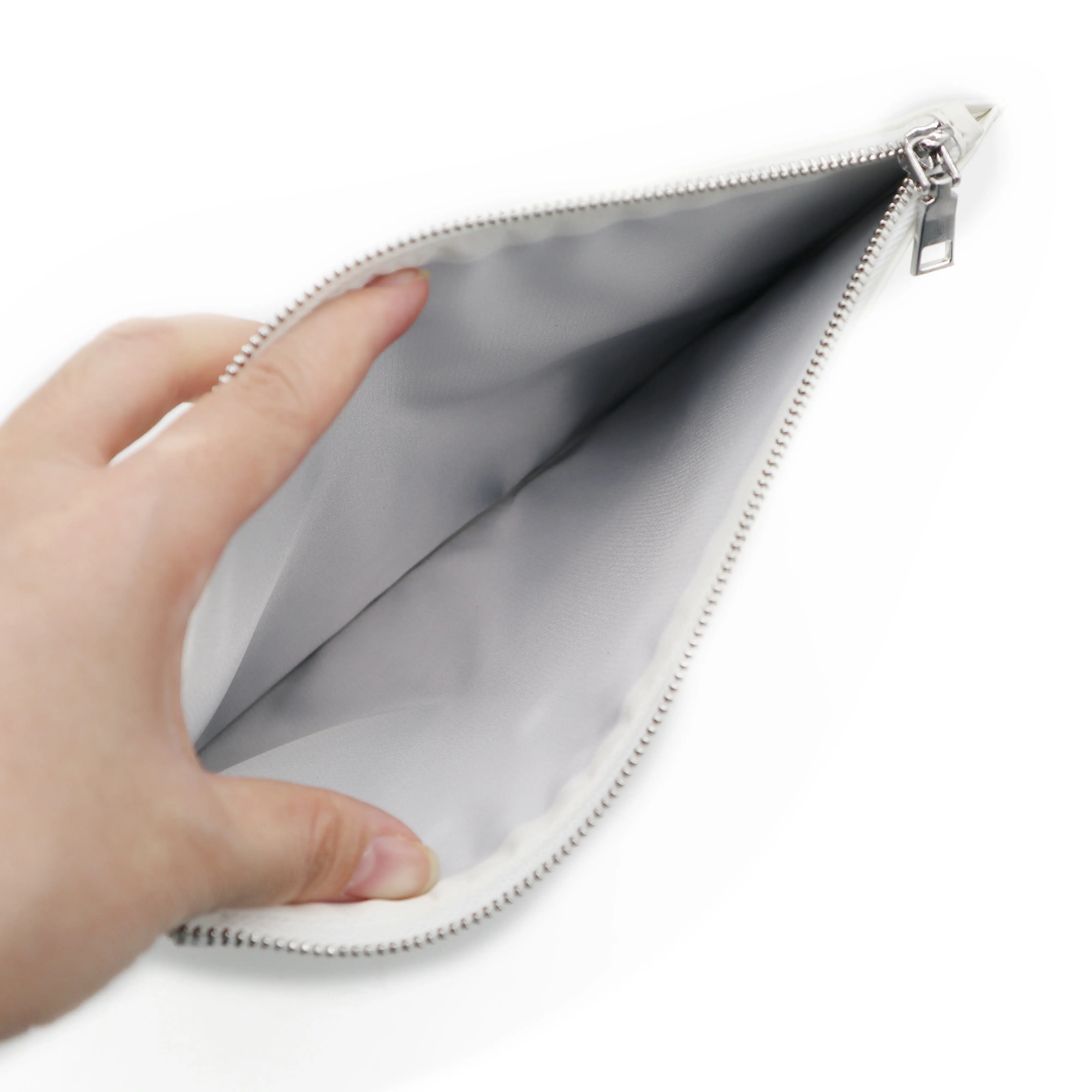 White Leather wristlet clutch bag with OES  for woman