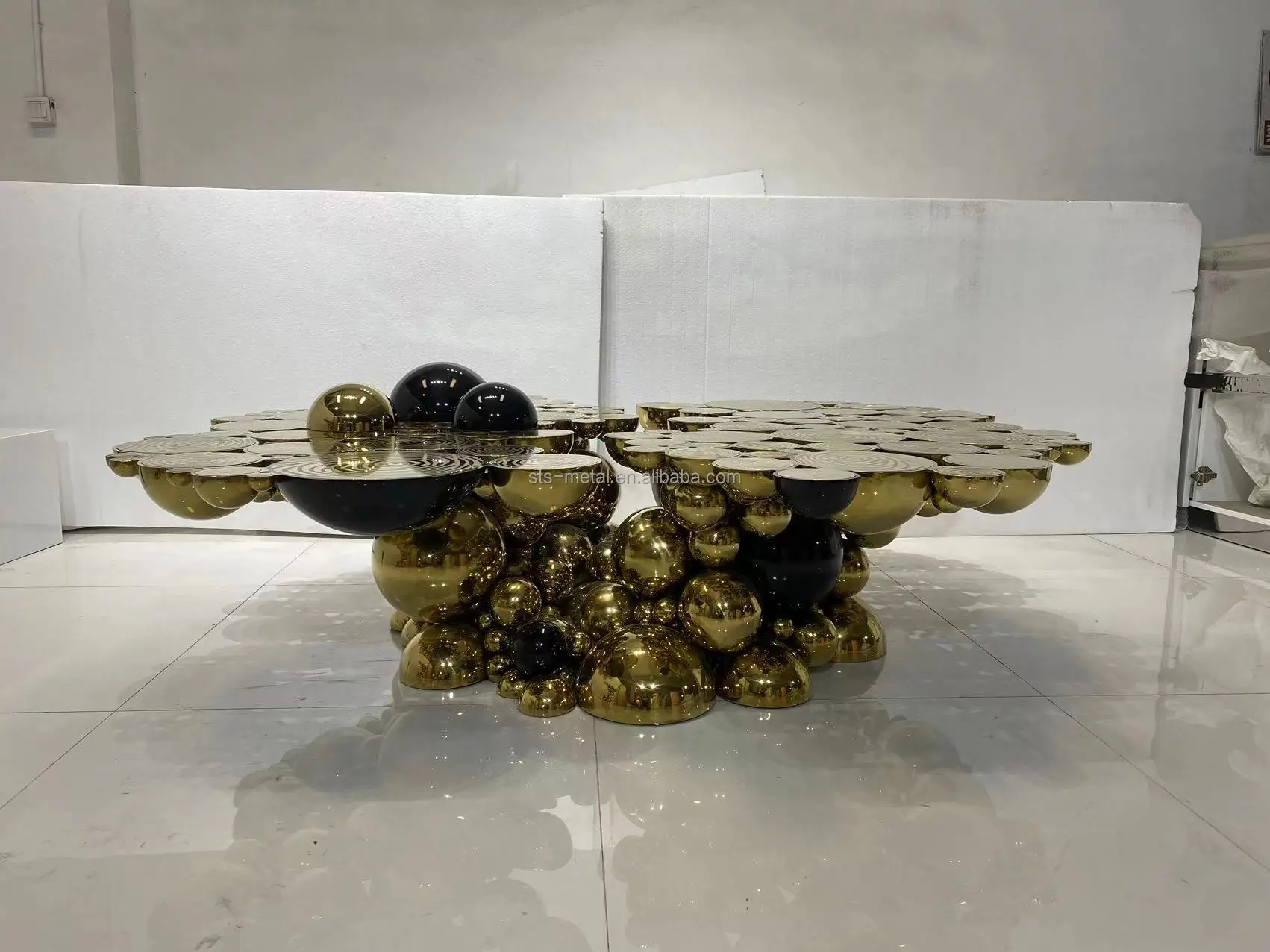 BOCADOLOBO Newton Center Table Art Luxury Irregular Shape Etching Stainless Steel Brass Oval Coffee Table Living Room